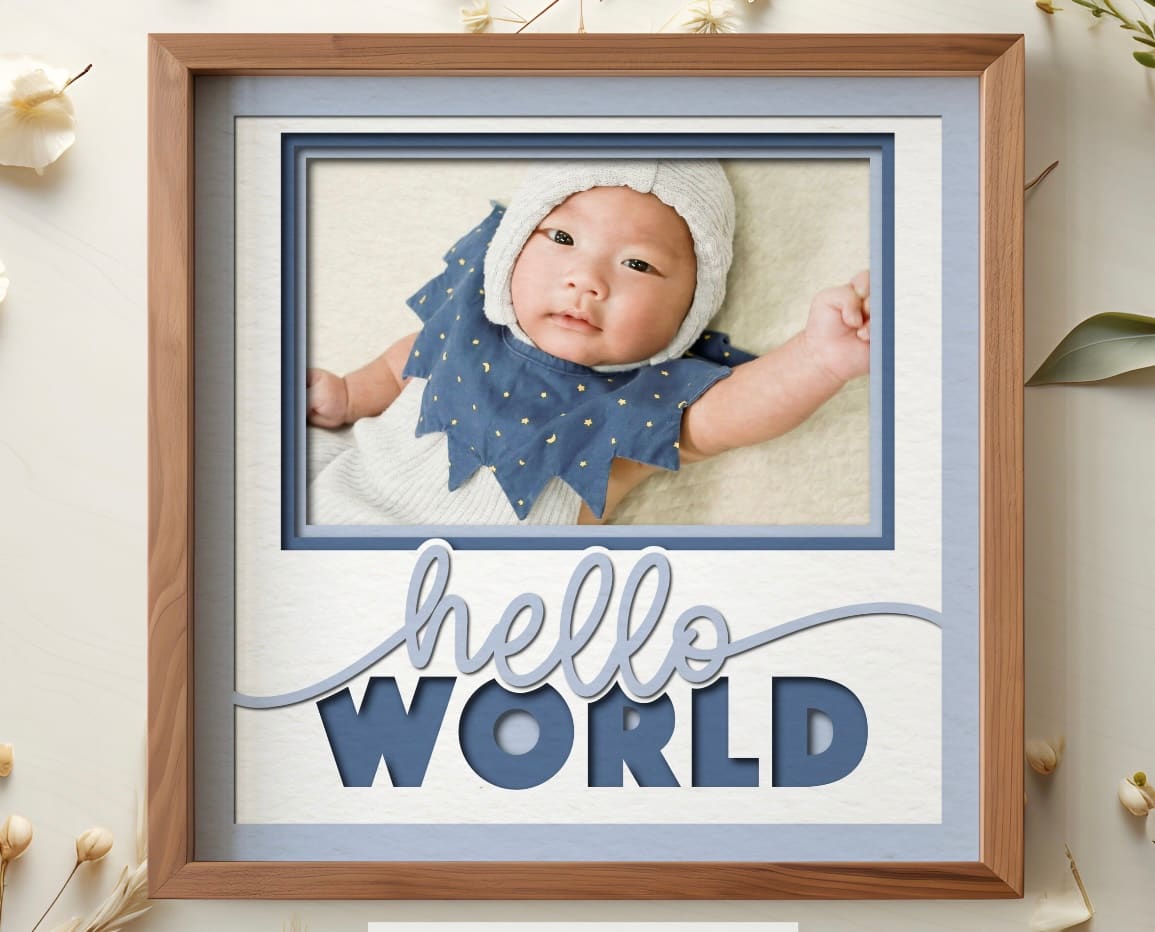 Hello World Picture Frame – Custom 3D Layered Design | Burn & Turn Laser Works