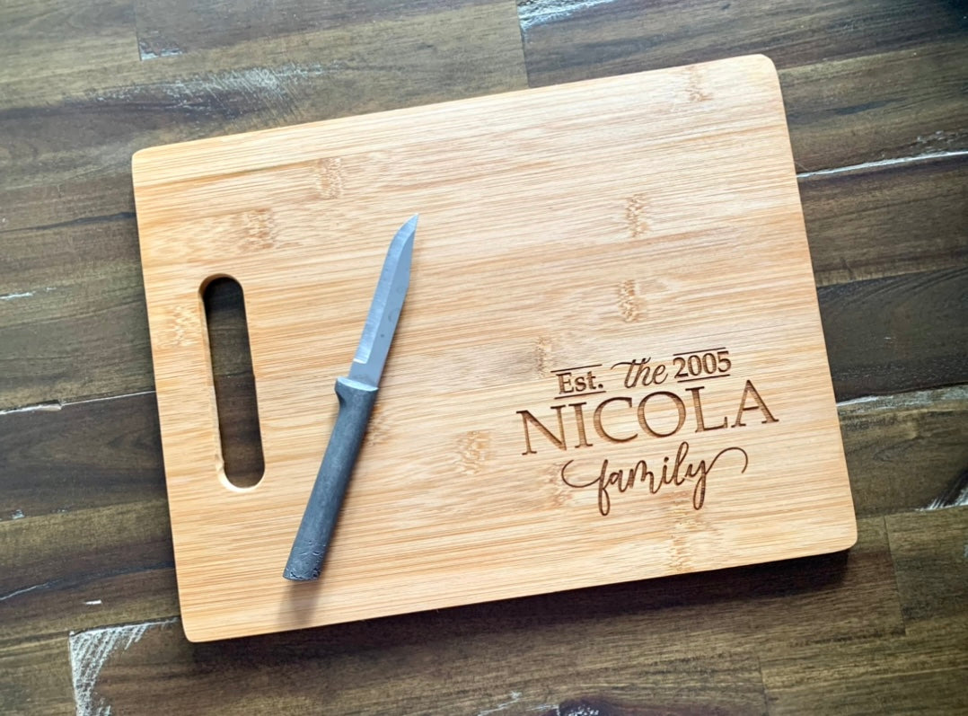 Corner Personalized Bamboo Cutting Board | Burn & Turn Laser Works