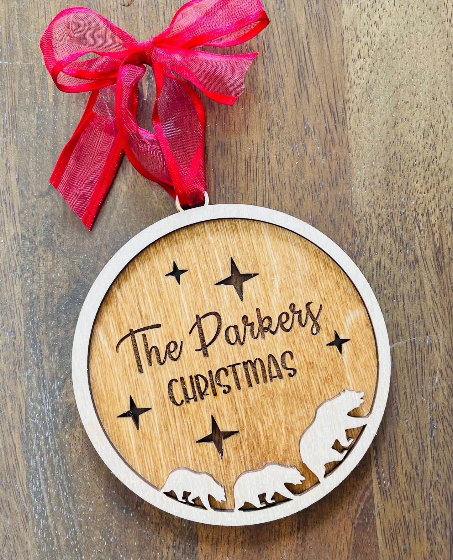 Custom Bear Family Ornament – Personalized Gift | Burn & Laser Works