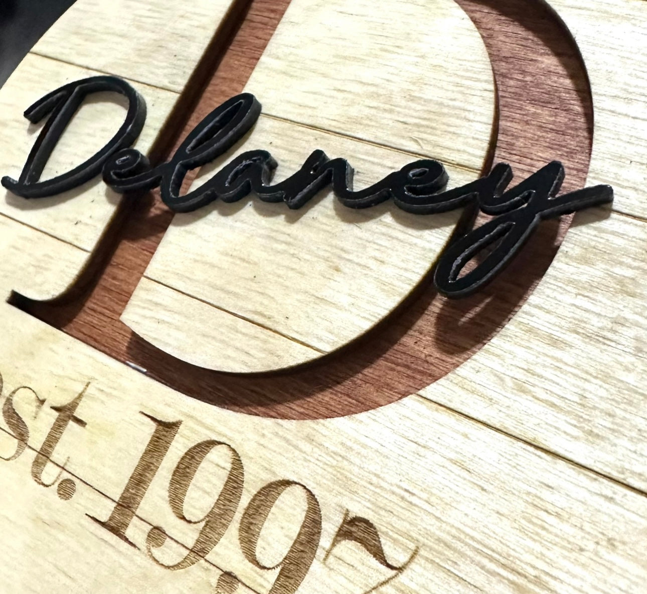 Last Name 3D Ornament | Burn & Turn Laser Works