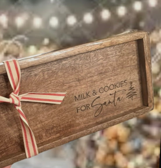Santa Milk and Cookies Serving Tray